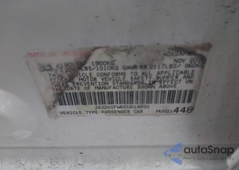 2012 Mitsubishi Lancer Se z USA, uszkodzony, nr VIN JA32V2FW6CU014031